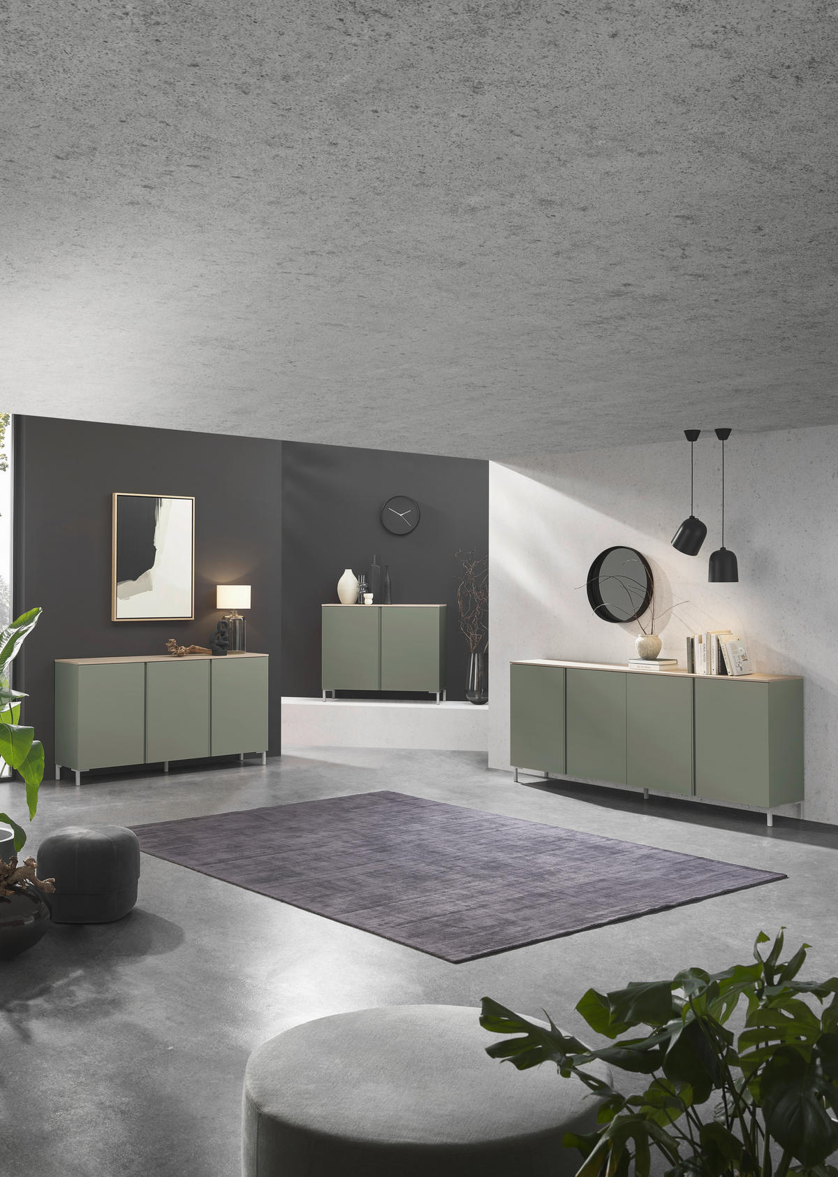 SIDEBOARD  in 120,2/89/43 cm  - Eichefarben/Schwarz, Design, Holzwerkstoff/Kunststoff (120,2/89/43cm) - Voleo