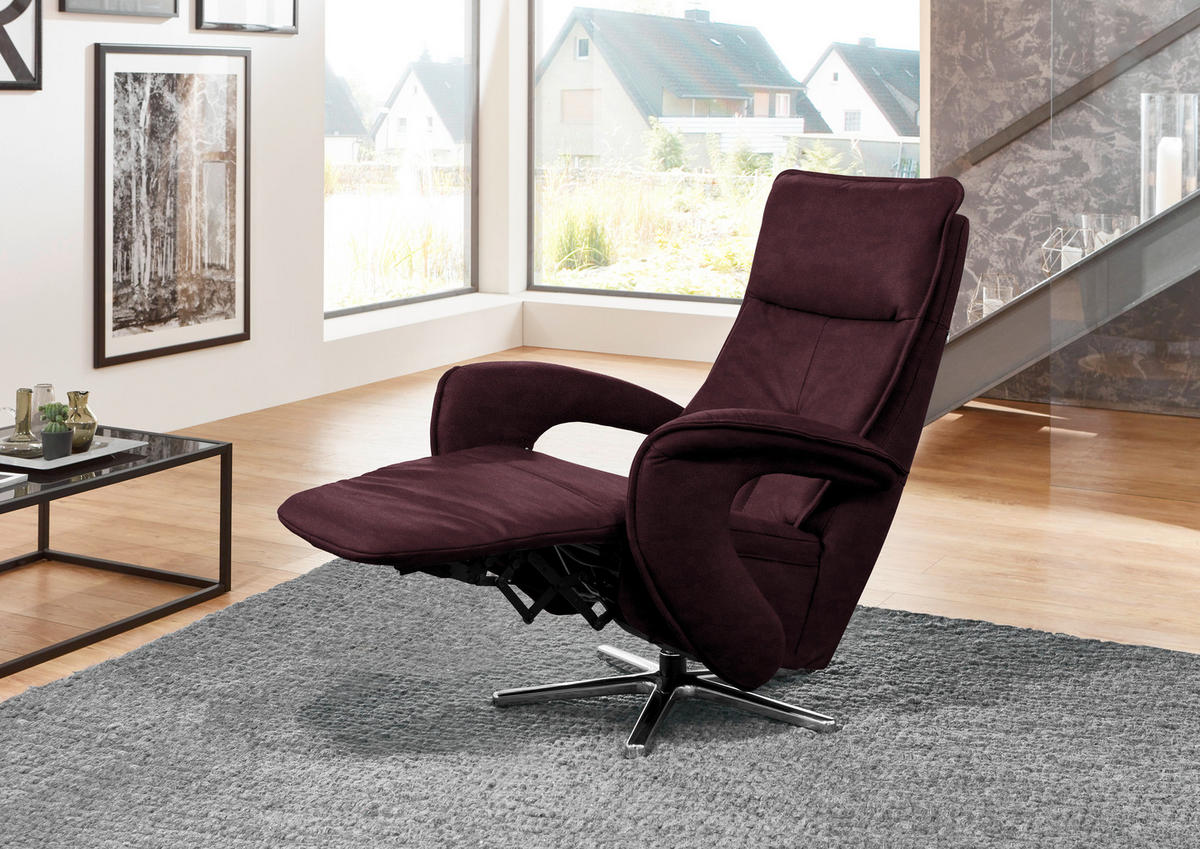 RELAXSESSEL in Textil Dunkelbraun  - Chromfarben/Dunkelbraun, Design, Textil/Metall (77/110/87cm) - Valdera