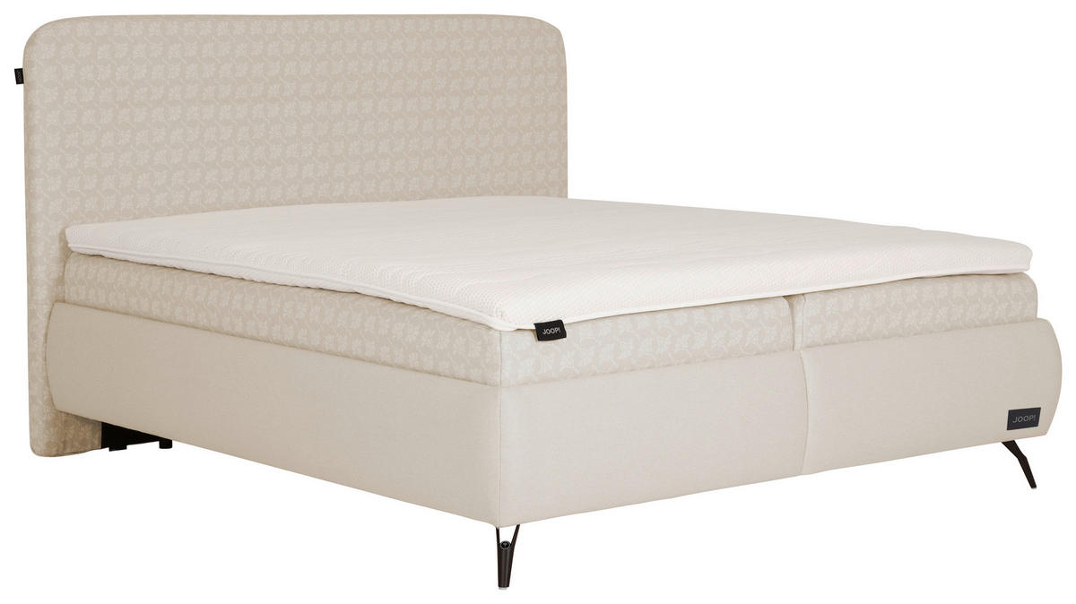 POLSTERBETT 180/200 cm,  in Sandfarben, gepolstertes Kopfteil, Lattenroste, Matratzen, H2 + H3 = mittel + fest  - Sandfarben/Schwarz, MODERN, Holz/Textil (180/200cm) - Joop!