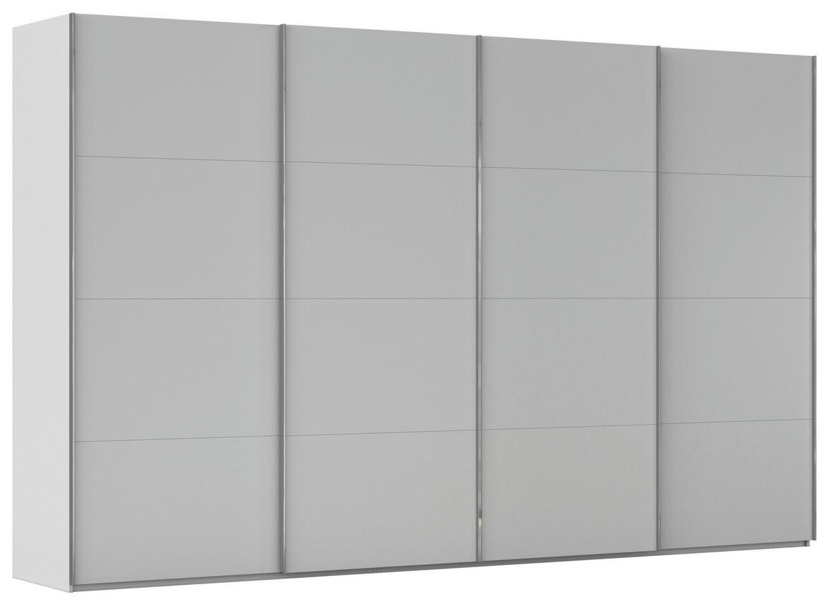 SCHWEBETÜRENSCHRANK 361/235/68 cm 4-türig Seidengrau  - Chromfarben/Seidengrau, Design, Holzwerkstoff/Metall (361/235/68cm) - Novel