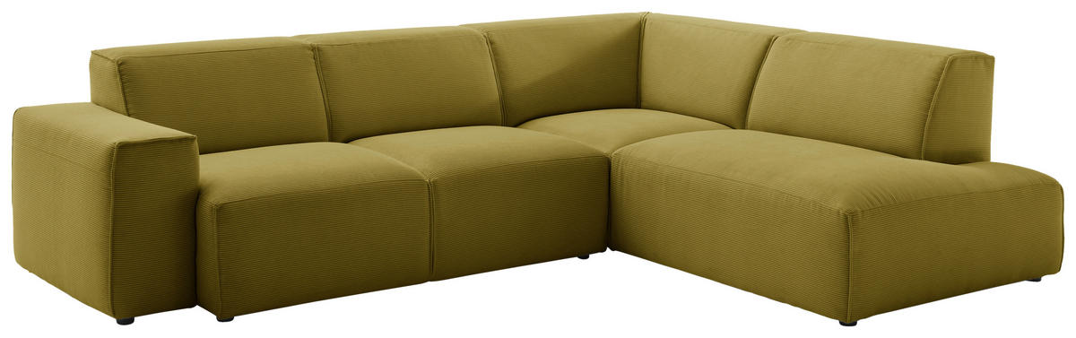 ECKSOFA in Cord Gelb, Grün  - Gelb/Schwarz, Design, Kunststoff/Textil (270/210cm) - Pure Home Lifestyle