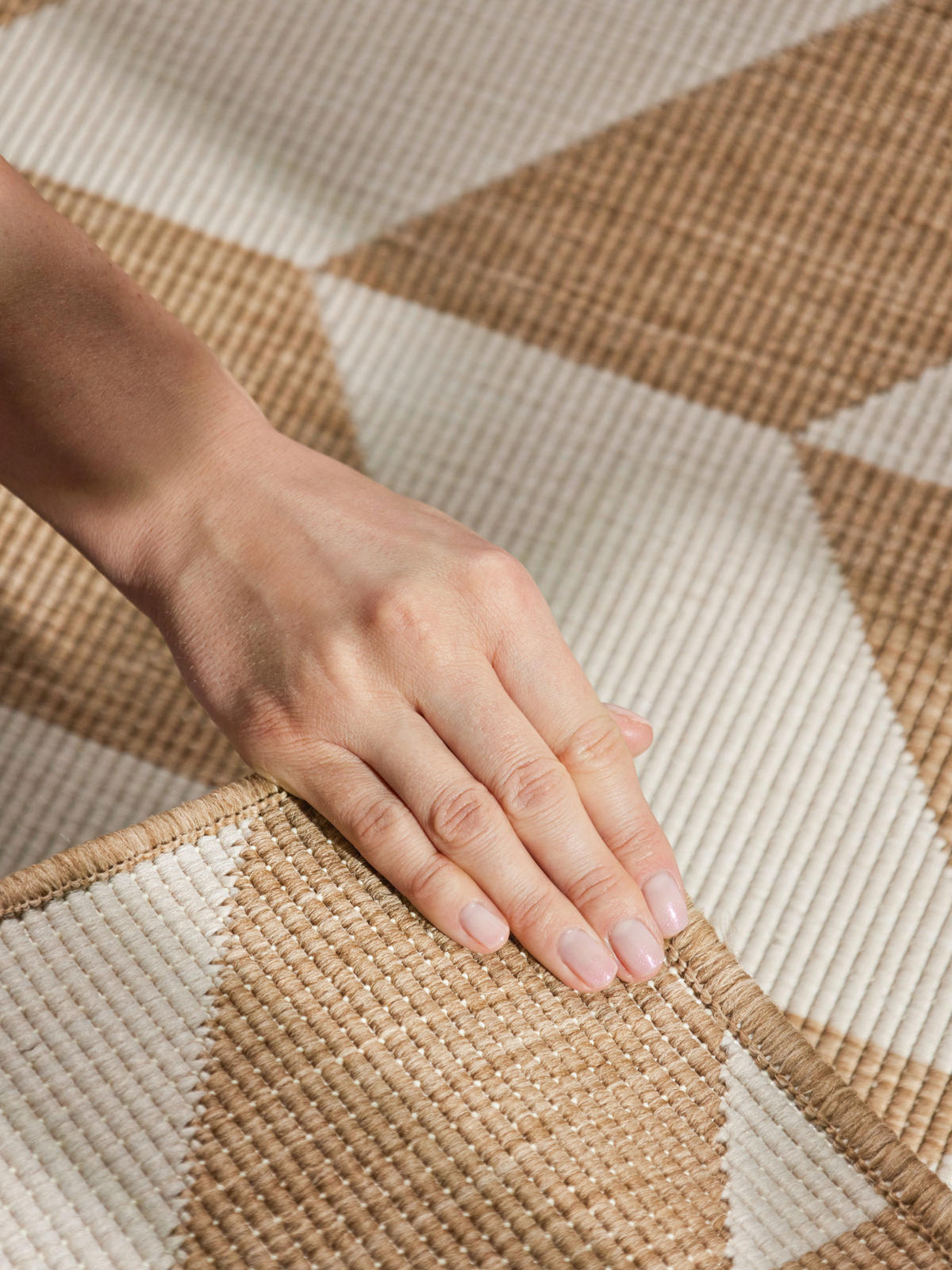 FLACHWEBETEPPICH 200/300 cm Haringey Weiß, Sandfarben rechteckig  - Sandfarben/Weiß, Design, Kunststoff (200/300cm)