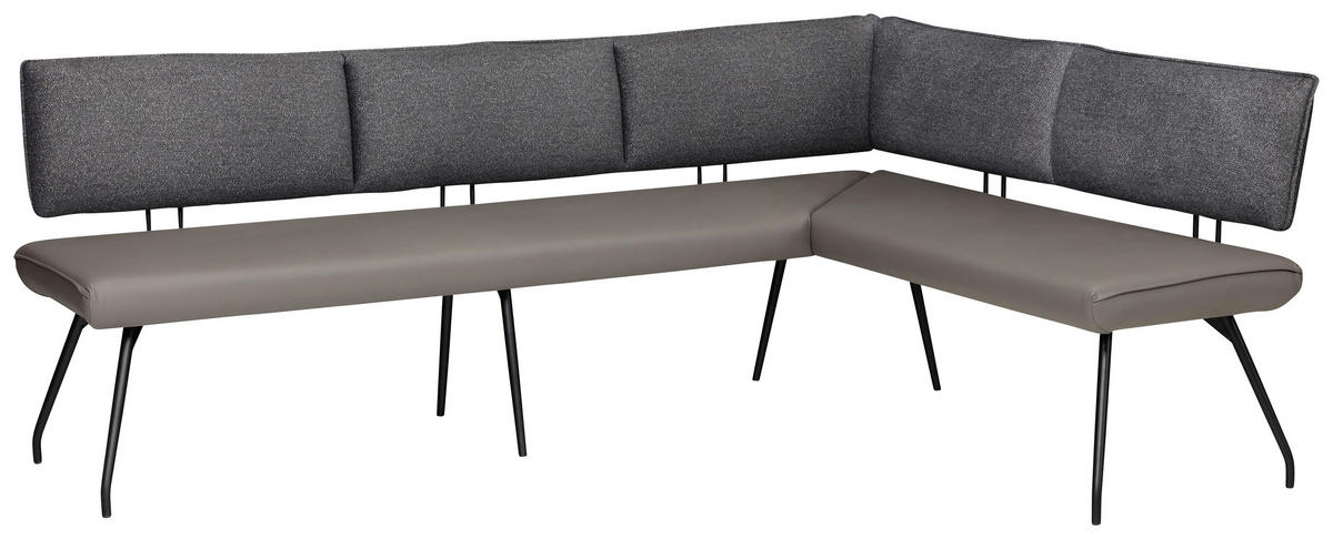 ECKBANK 225/165 cm Mikrofaser Anthrazit, Grau, Schwarz   - Anthrazit/Schwarz, Design, Textil/Metall (225/165cm) - Moderano