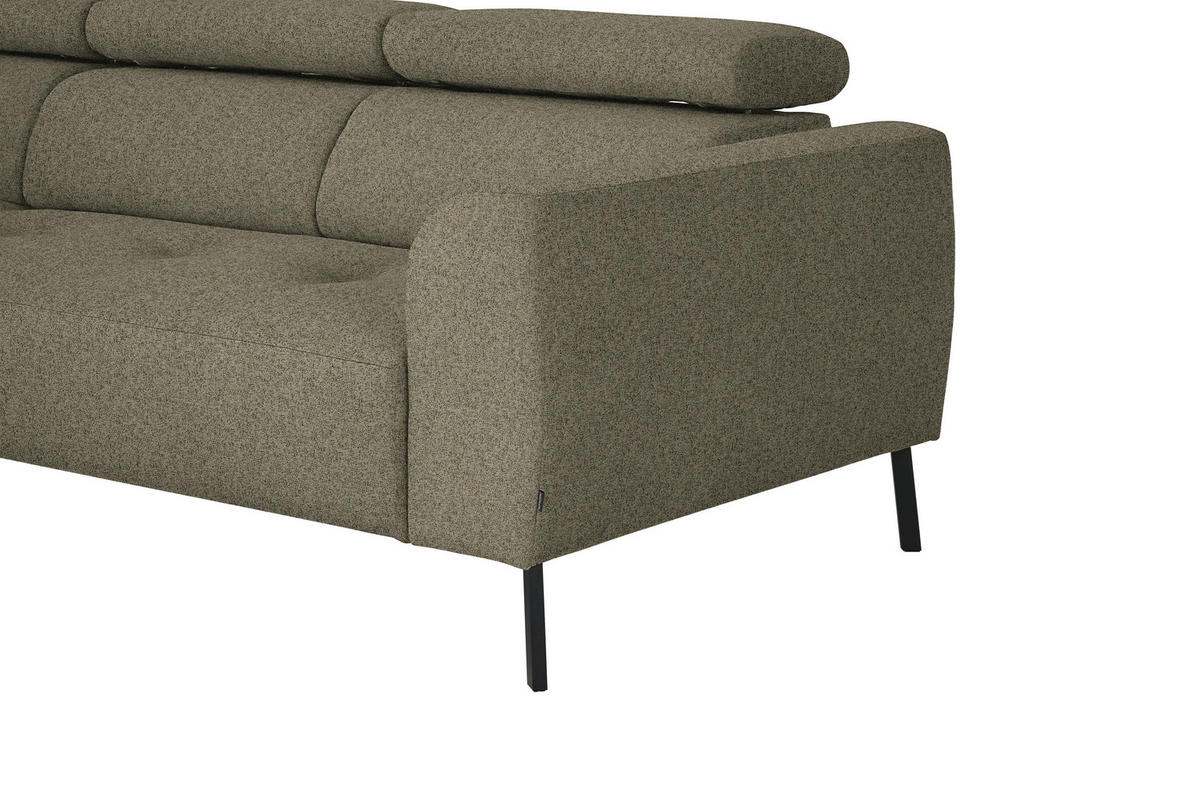 ECKSOFA in Struktur Hellbraun  205/280 cm  - Hellbraun/Schwarz, Design, Textil/Metall (205/280cm) - Xora