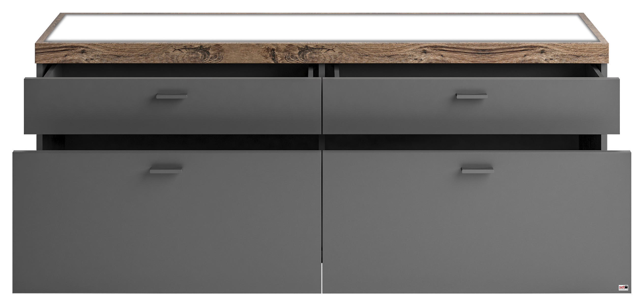 LOWBOARD  in 150,1/60/43,6 cm  - Eichefarben/Grau, Design, Glas/Holzwerkstoff (150,1/60/43,6cm) - SetOne by Musterring