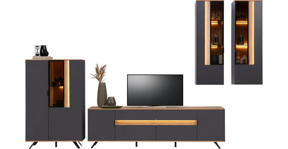 LOWBOARD Anthrazit, Eichefarben  185,6/56,6/48 cm  - Eichefarben/Anthrazit, Design, Holzwerkstoff/Metall (185,6/56,6/48cm) - Dieter Knoll