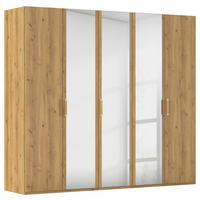 DREHTÜRENSCHRANK in Eichefarben  - Eichefarben/Silberfarben, Design, Glas/Holzwerkstoff (251/223/60cm) - Novel