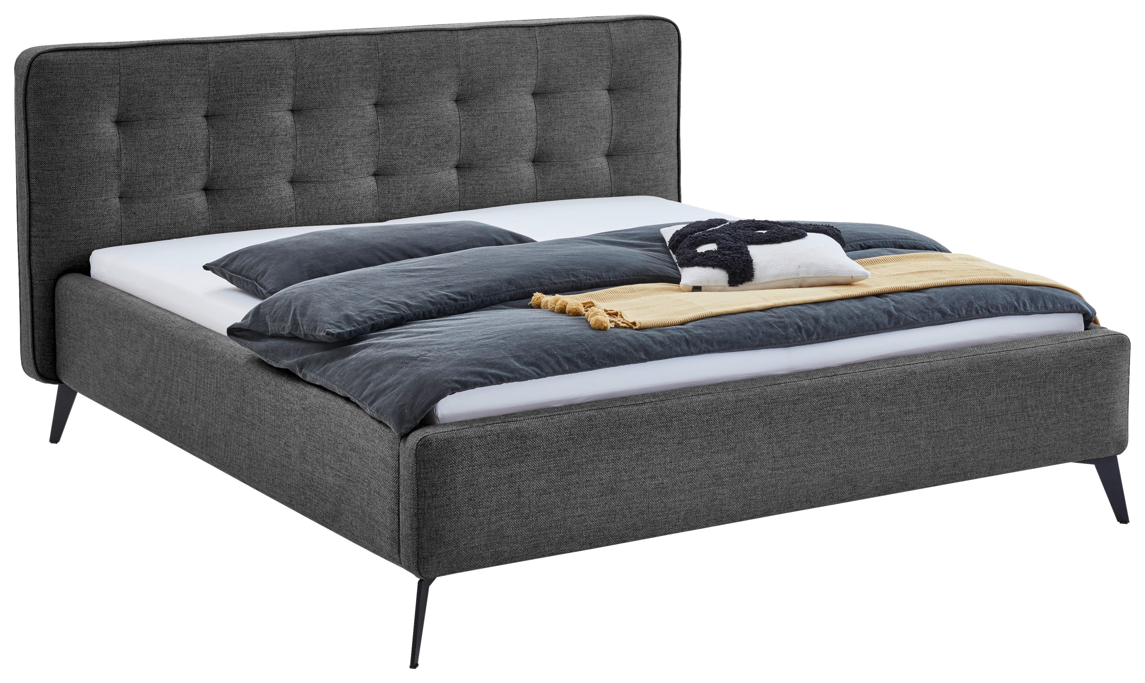 POLSTERBETT 180/200 cm  in Anthrazit  - Anthrazit/Schwarz, Design, Textil/Metall (180/200cm) - Lomoco