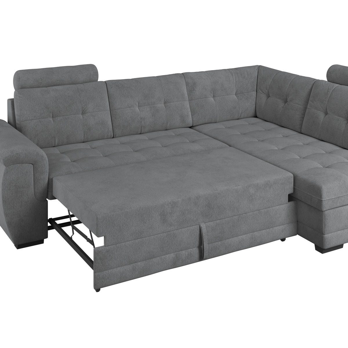 ECKSOFA FALCO NEW Anthrazit Mikrofaser, Struktur Bettkasten, Kopfstütze  - Anthrazit/Schwarz, KONVENTIONELL, Kunststoff/Textil (251/183cm) - MID.YOU