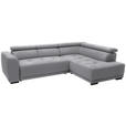 ECKSOFA in Feincord Hellgrau  284/205 cm  - Hellgrau/Schwarz, Design, Kunststoff/Textil (284/205cm) - Xora