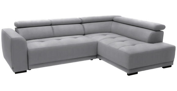 ECKSOFA in Feincord Hellgrau 284/205 cm - Hellgrau/Schwarz, Design, Kunststoff/Textil (284/205cm) - Xora