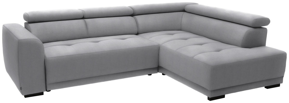 ECKSOFA  in Feincord Hellgrau  284/205 cm  - Hellgrau/Schwarz, Design, Kunststoff/Textil (284/205cm) - Xora
