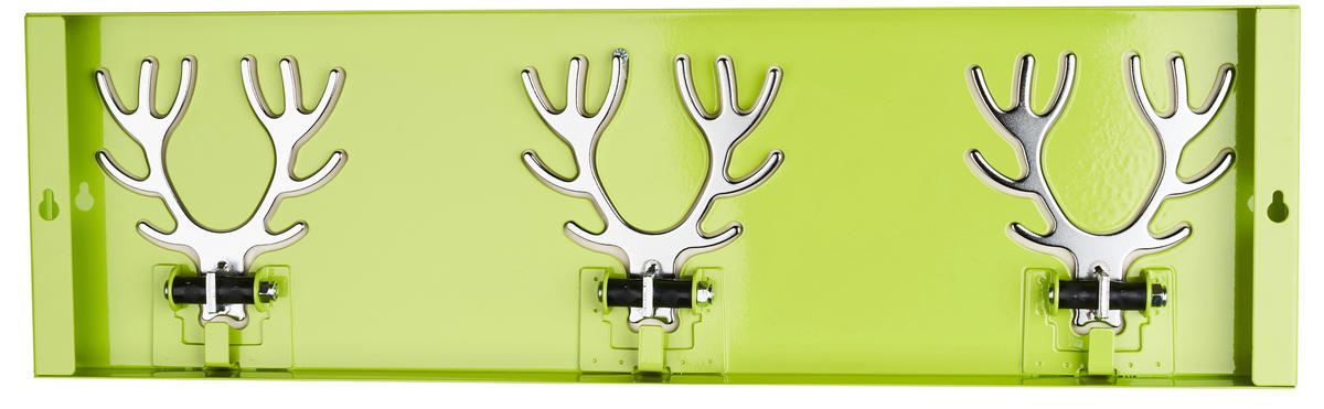 HAKENLEISTE  in Chromfarben, Hellgrün  - Chromfarben/Hellgrün, Basics, Metall (60,5/17,7/2,8cm)