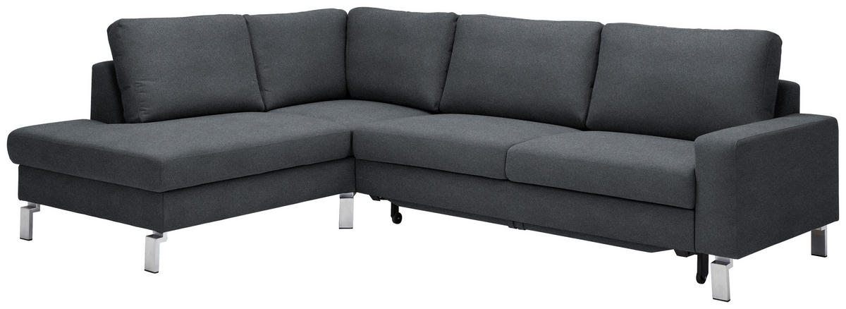 ECKSOFA in Flachgewebe Anthrazit  - Chromfarben/Anthrazit, Design, Textil/Metall (200/276cm) - Hom`in