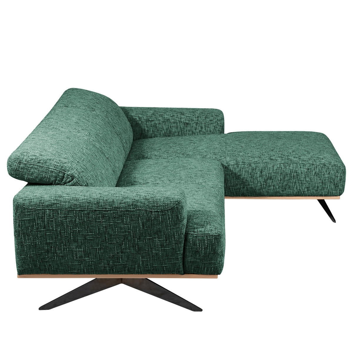 ECKSOFA Struktur Grün  - Schwarz/Grün, Design, Holz/Textil (295/187cm) - Livetastic