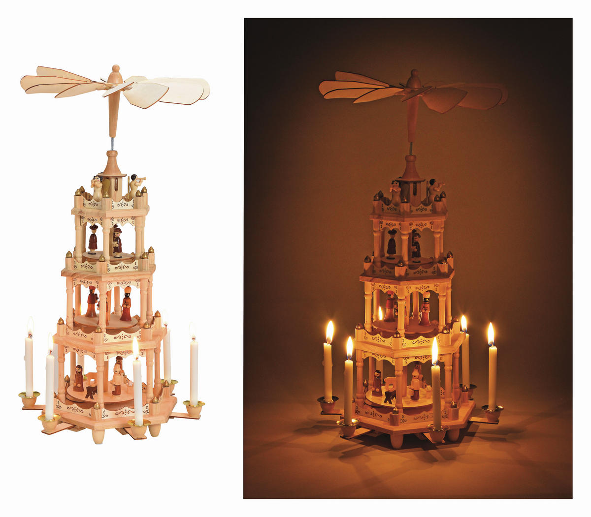 WEIHNACHTSPYRAMIDE  - Braun/Naturfarben, LIFESTYLE, Holz (19/49/19cm)