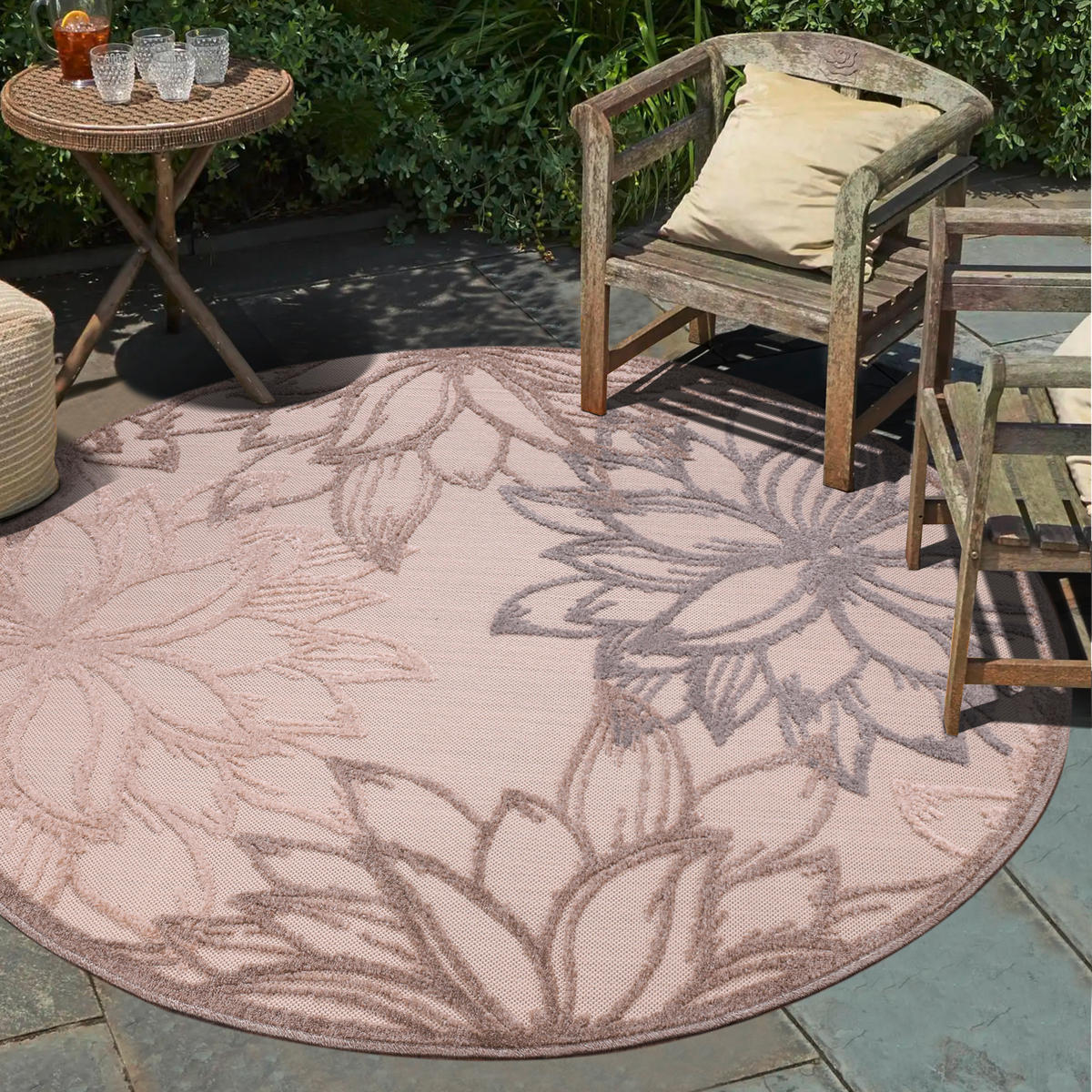 PREPROGA ZA ZUNANJO UPORABO  Floral      150 cm   tkano  krem barve, bež  - krem barve/bež, Trendi, umetna masa/tekstil (150cm)