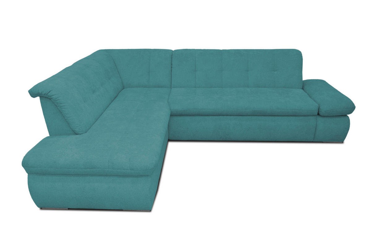 ECKSOFA Petrol Mikrofaser  - Chromfarben/Petrol, KONVENTIONELL, Textil/Metall (216/273cm) - MID.YOU
