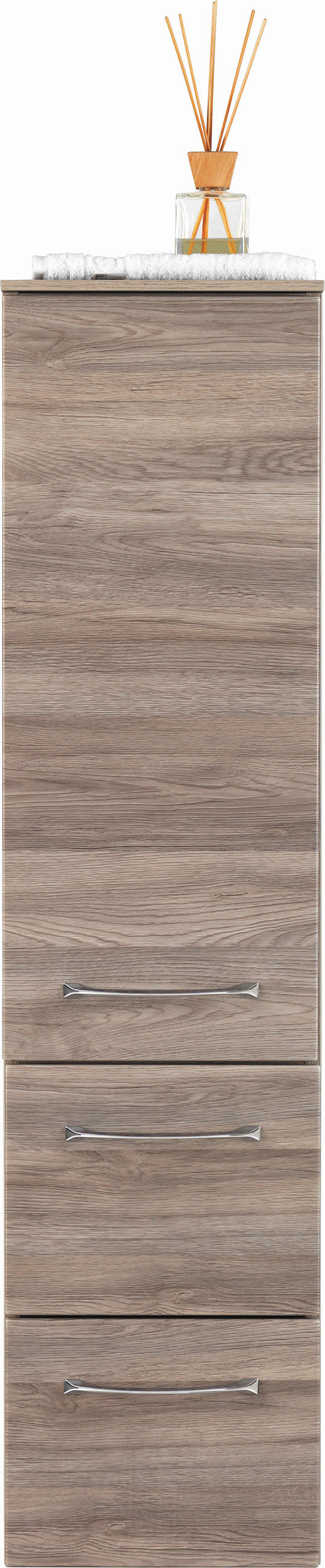 MIDISCHRANK 30/121,2/33 cm  - Chromfarben/Eichefarben, Design, Holzwerkstoff (30/121,2/33cm) - Sadena