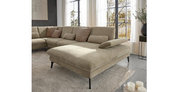 WOHNLANDSCHAFT in Webstoff Beige - Beige/Schwarz, Design, Textil/Metall (208/354/157cm) - Dieter Knoll