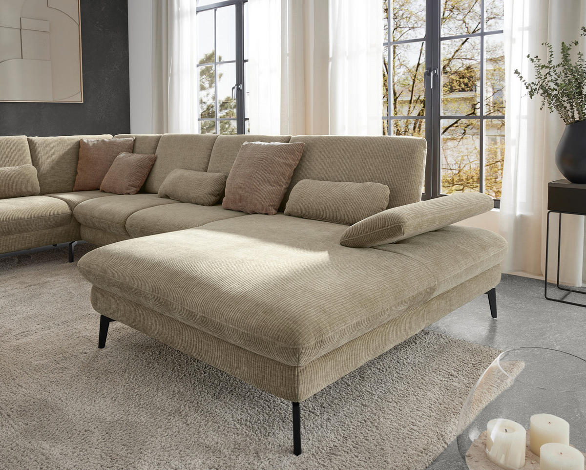 WOHNLANDSCHAFT in Webstoff Beige  - Beige/Schwarz, Design, Textil/Metall (208/354/157cm) - Dieter Knoll