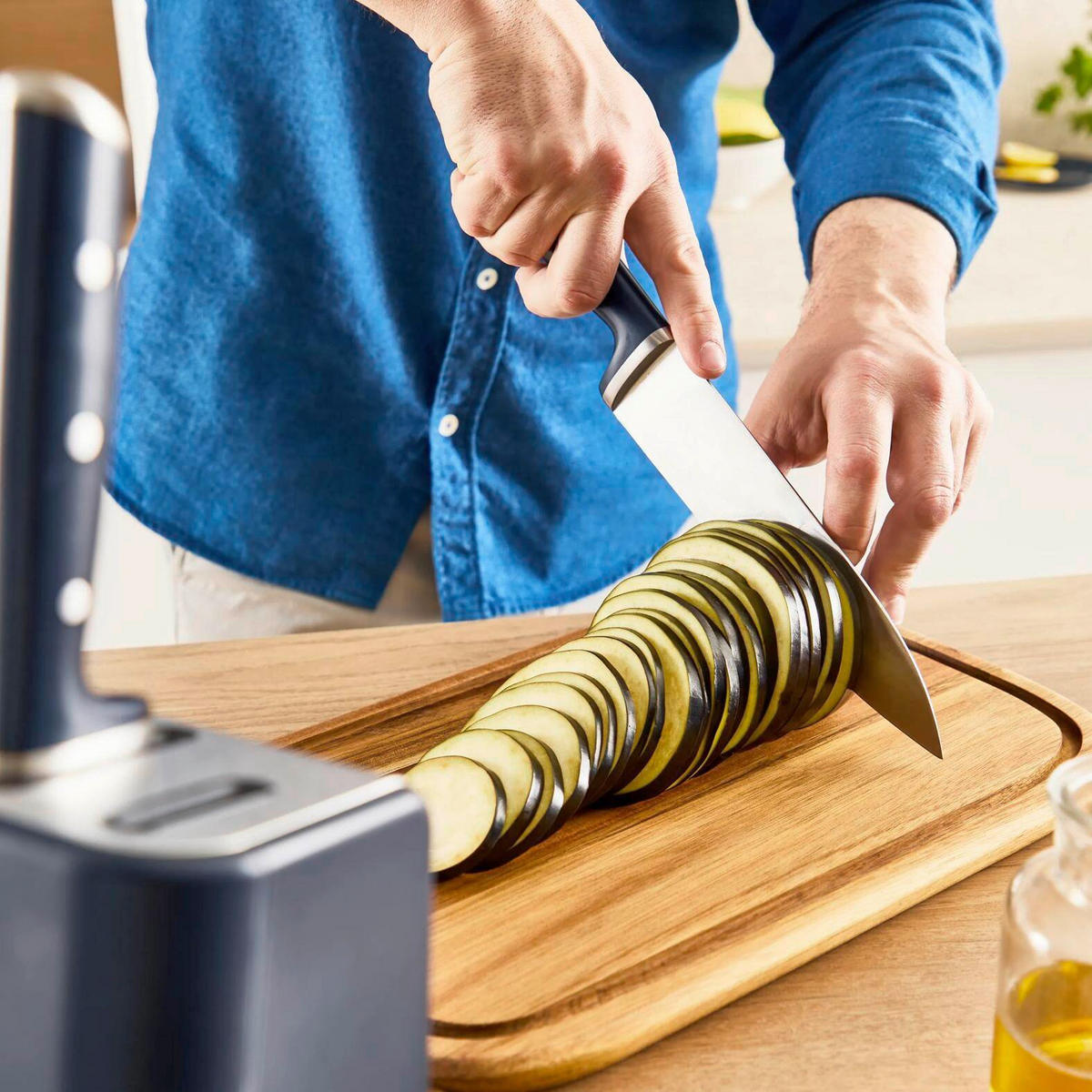 BLOK NA NOŽE  6dílné - tmavě modrá, Konvenční, kov/plast - Tefal