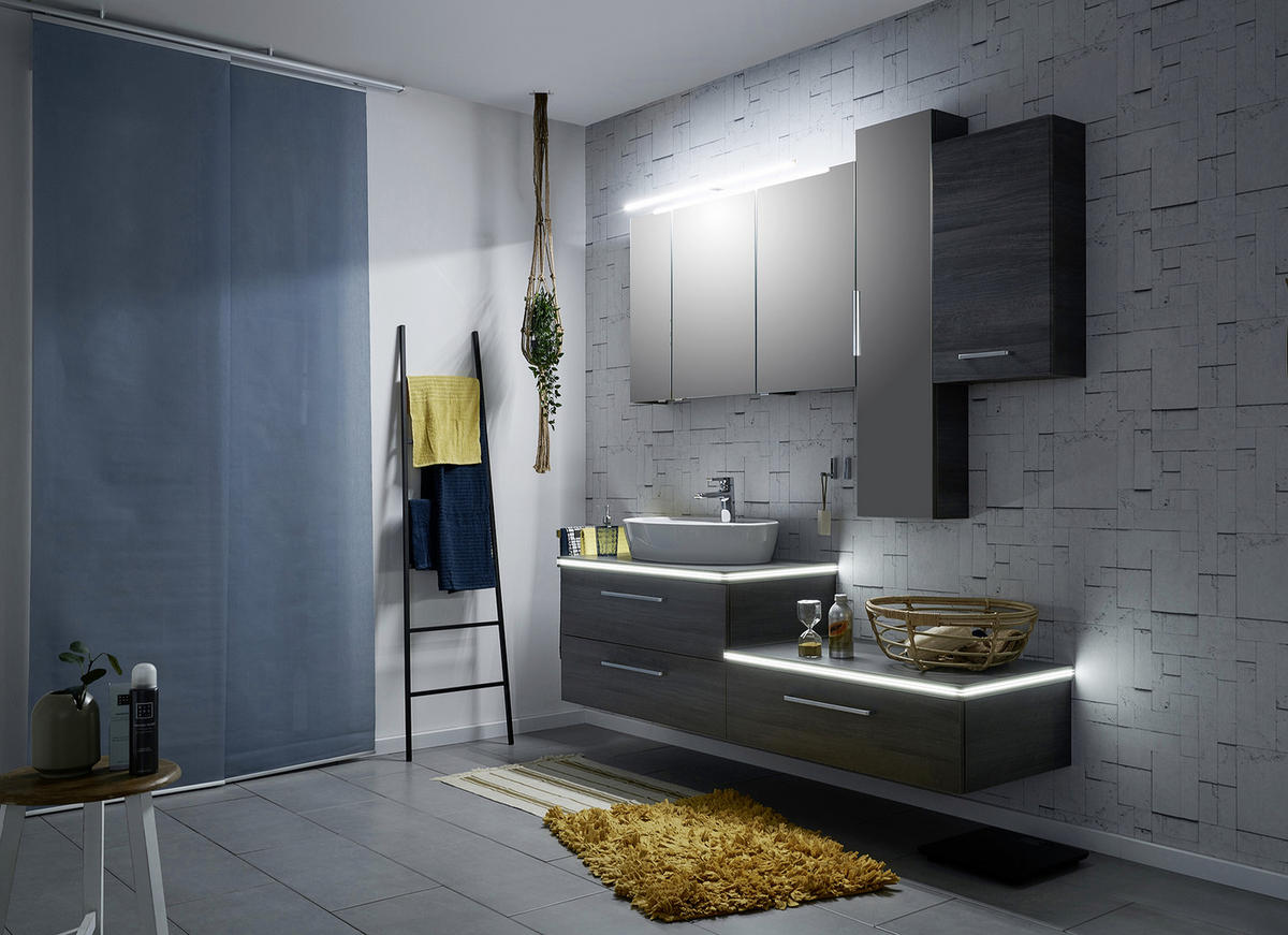 BADEZIMMER  in 185 cm  - Weiß/Grau, Design, Glas/Keramik (185cm) - Sadena
