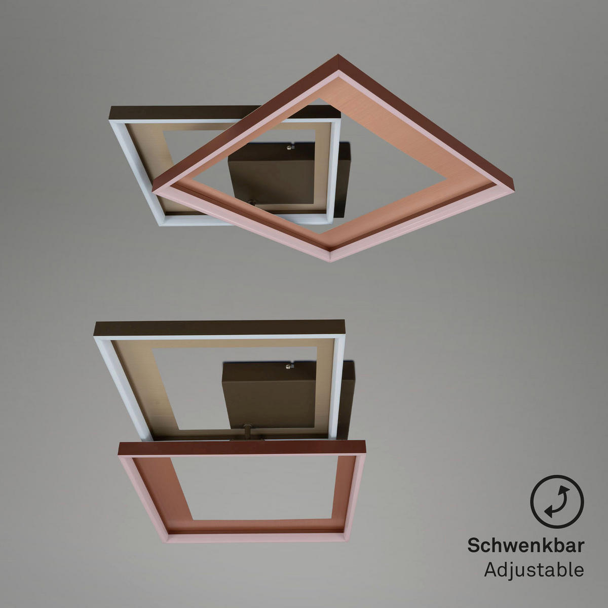 STROPNÍ LED SVÍTIDLO, 56,8/48/9,5 cm - barvy zlata/hnědá, Basics, kov/plast (56,8/48/9,5cm) - Sonnhaus
