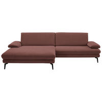 ECKSOFA Chenille, Flachgewebe Weinrot  - Weinrot/Schwarz, Design, Textil/Metall (180/284cm) - Dieter Knoll