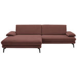ECKSOFA  in Chenille, Flachgewebe Weinrot  180/284 cm  - Weinrot/Schwarz, Design, Textil/Metall (180/284cm) - Dieter Knoll
