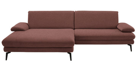 ECKSOFA  in Chenille, Flachgewebe Weinrot Rücken echt  180/284 cm  - Weinrot/Schwarz, Design, Textil/Metall (180/284cm) - Dieter Knoll