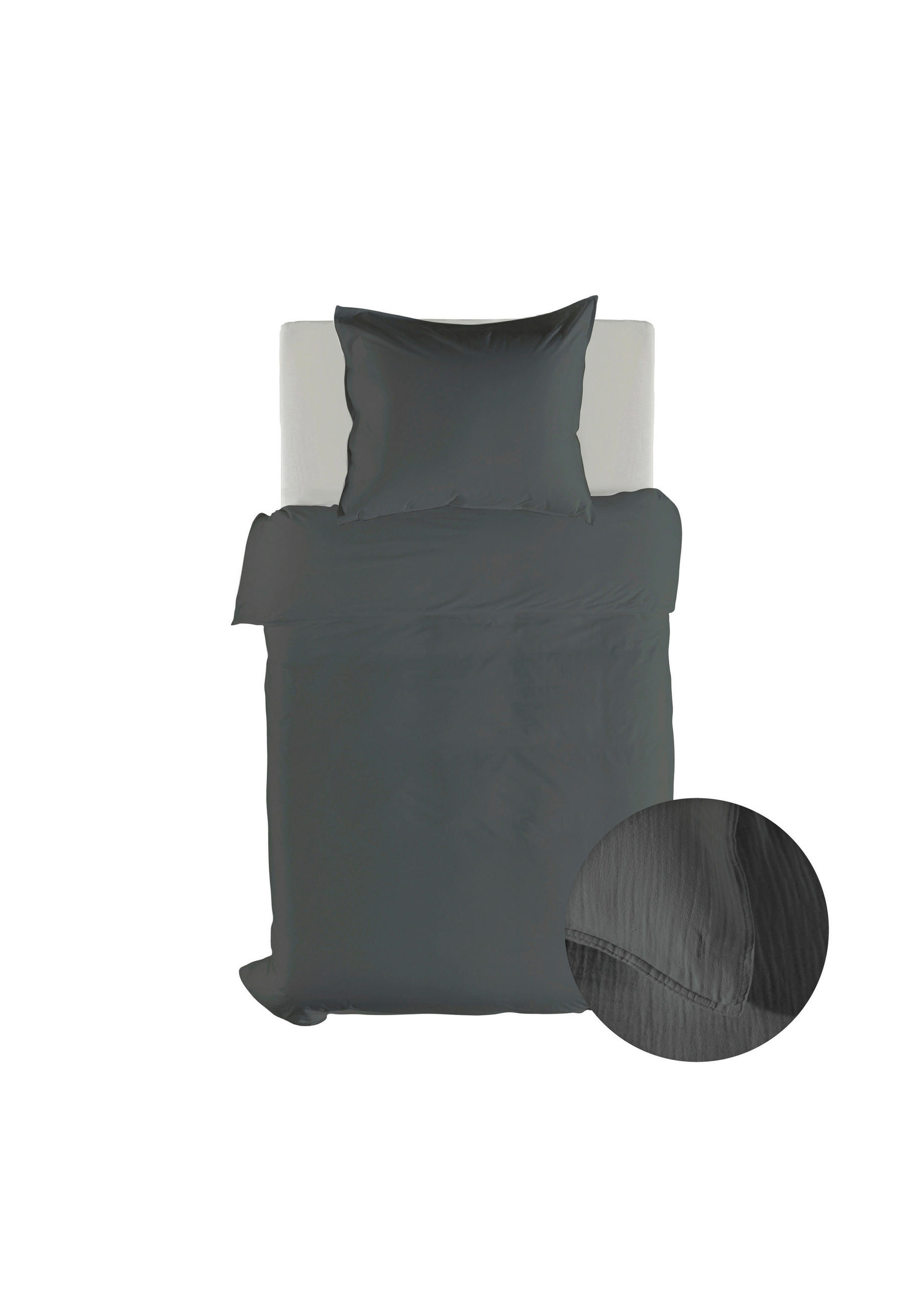 BETTWÄSCHE 2-teilig Suite-Guadeloupe Renforcé 135/200 cm  - Dunkelgrau, Basics, Textil (135/200cm)