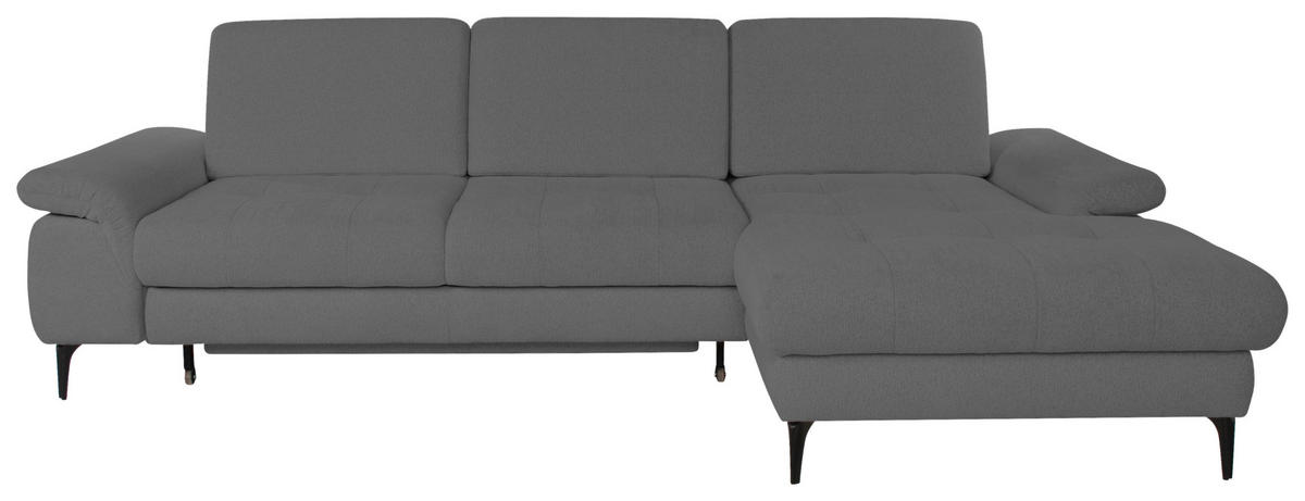 ECKSOFA ALMA in Chenille Dunkelgrau  285/191 cm  - Dunkelgrau/Schwarz, Design, Textil/Metall (285/191cm) - Livetastic