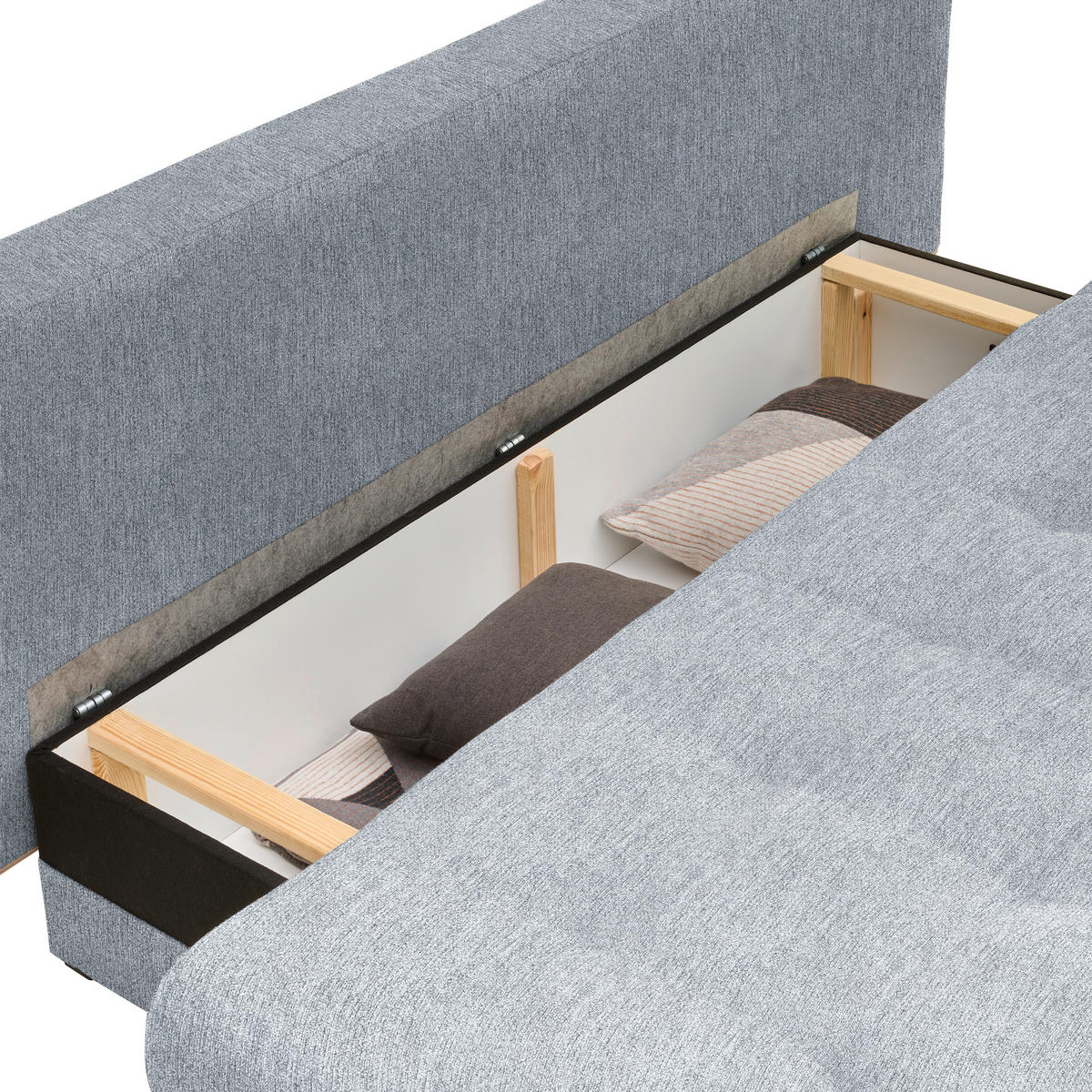 SCHLAFSOFA Flachgewebe Grau  - Beige/Naturfarben, Design, Holz/Textil (200/71/95cm) - Novel