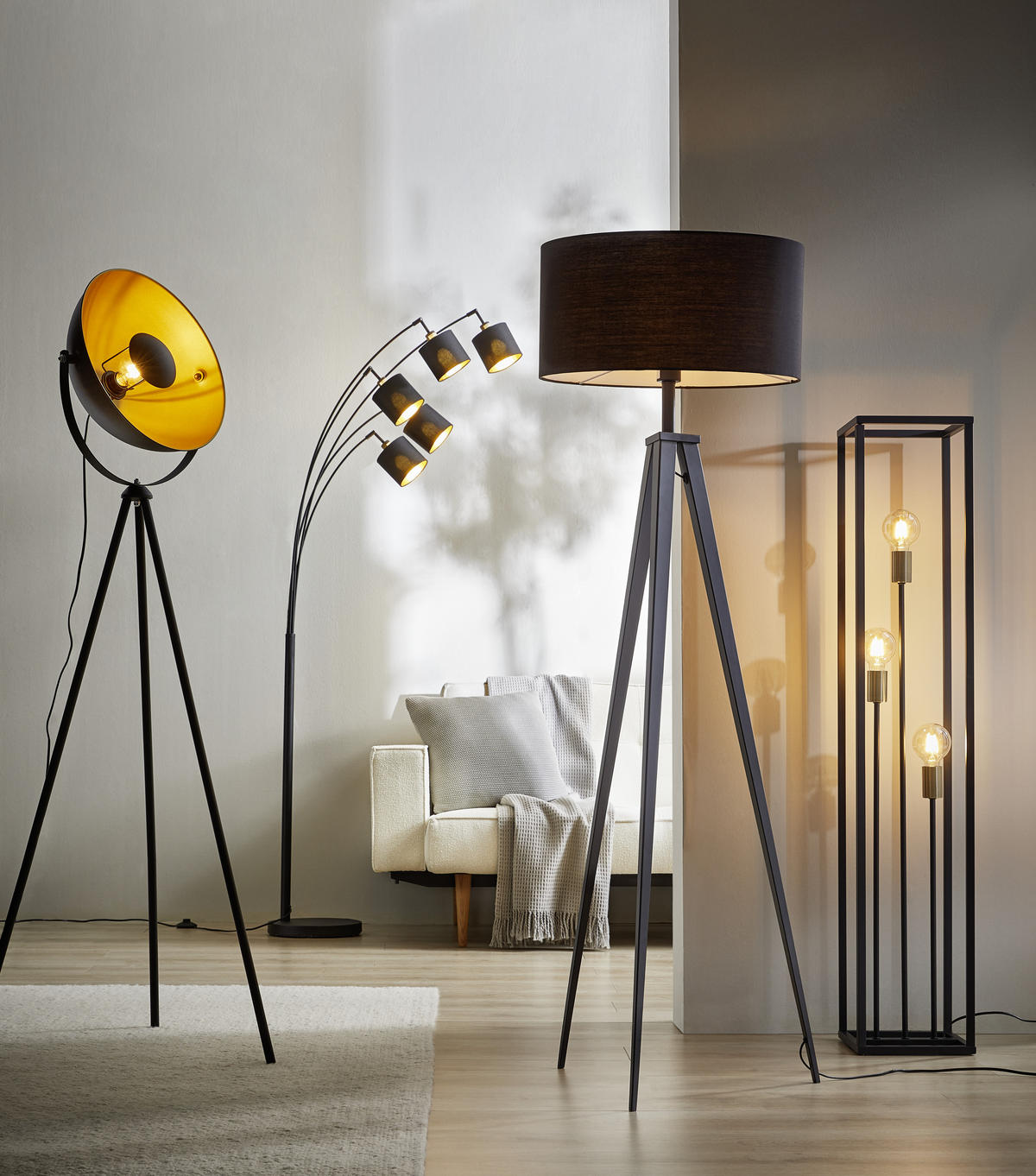 STEHLEUCHTE - Schwarz, Lifestyle, Metall (24/24/130cm) - Marama