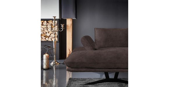 WOHNLANDSCHAFT in Echtleder Braun - Schwarz/Braun, Natur, Leder/Metall (155/359/217cm) - Dieter Knoll