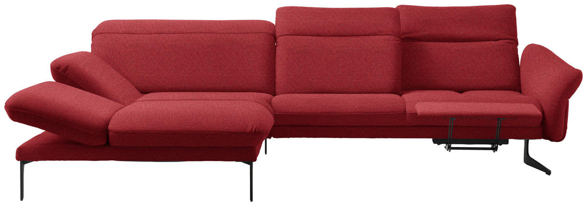 ECKSOFA in Webstoff Rot  - Anthrazit/Rot, Design, Textil/Metall (203/299cm) - Himolla