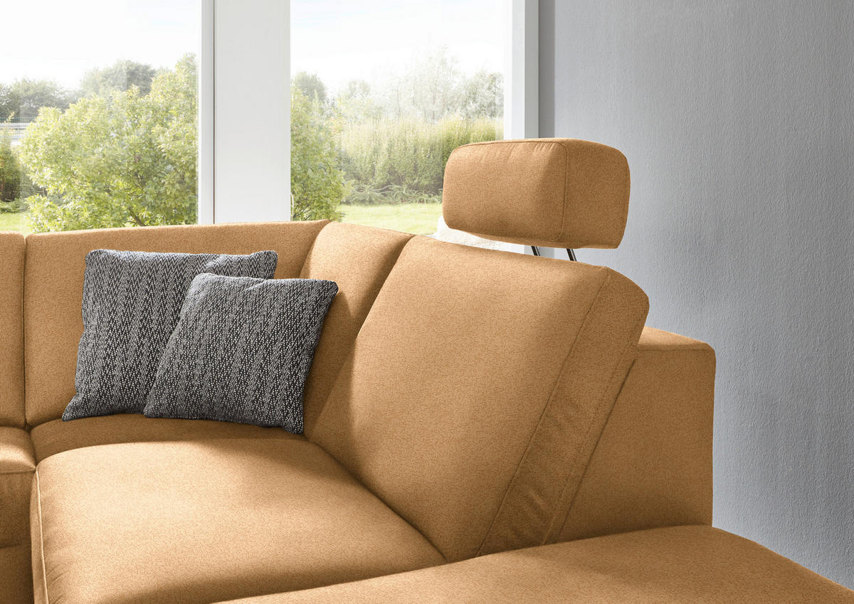 ECKSOFA in Mikrofaser Honig  275/242 cm  - Alufarben/Honig, Design, Textil/Metall (275/242cm) - Dieter Knoll