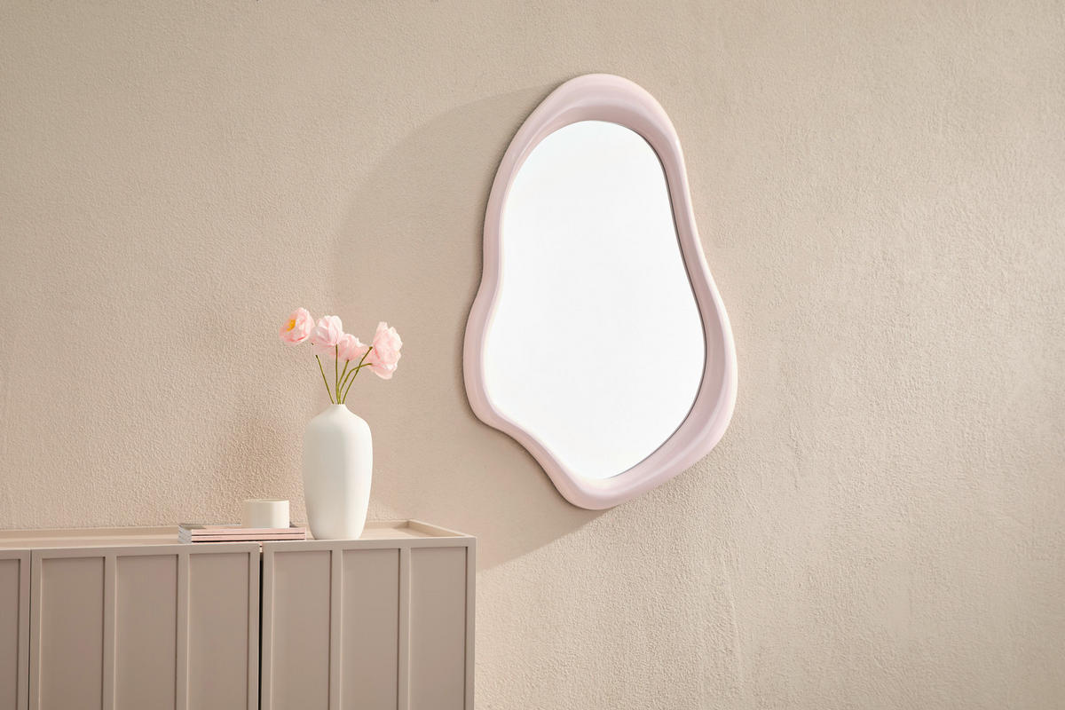 WANDSPIEGEL 60/90/4,5 cm    in Freiform  - Rosa, LIFESTYLE, Glas/Holzwerkstoff (60/90/4,5cm) - Novel
