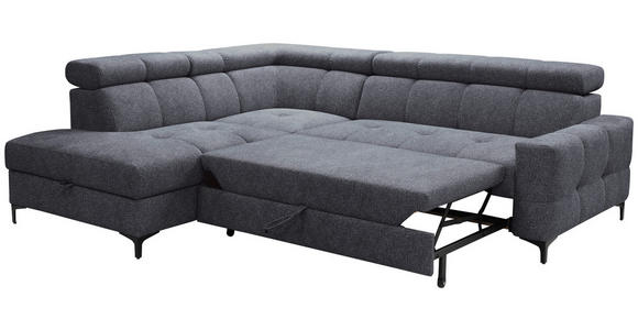 ECKSOFA in Struktur Anthrazit  - Anthrazit/Schwarz, MODERN, Textil/Metall (212/254cm) - Carryhome