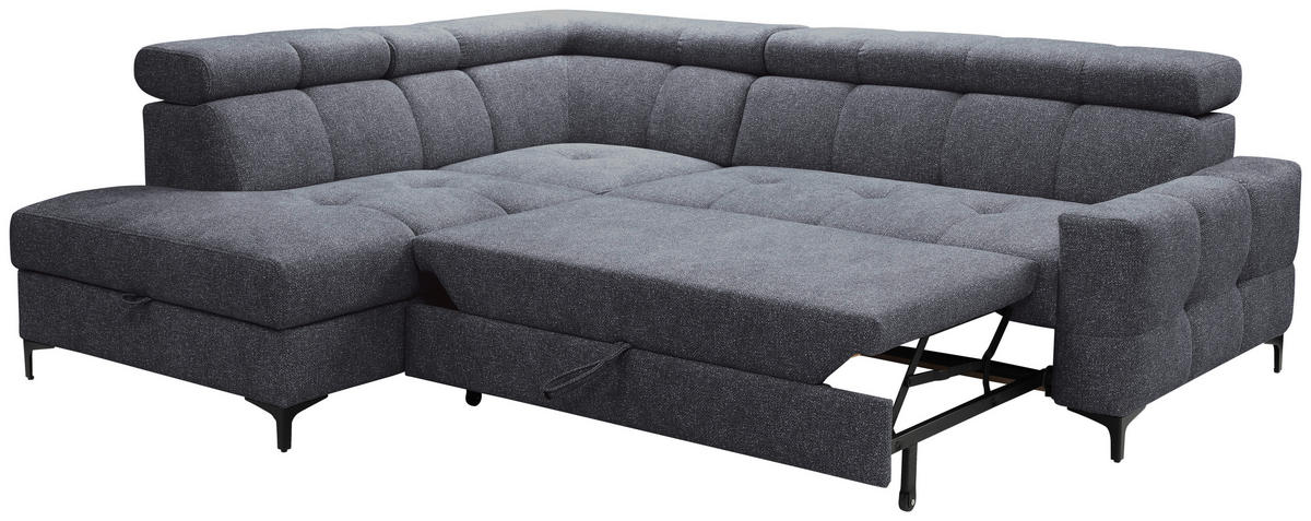 ECKSOFA Anthrazit Struktur  - Anthrazit/Schwarz, MODERN, Textil/Metall (212/254cm) - Carryhome