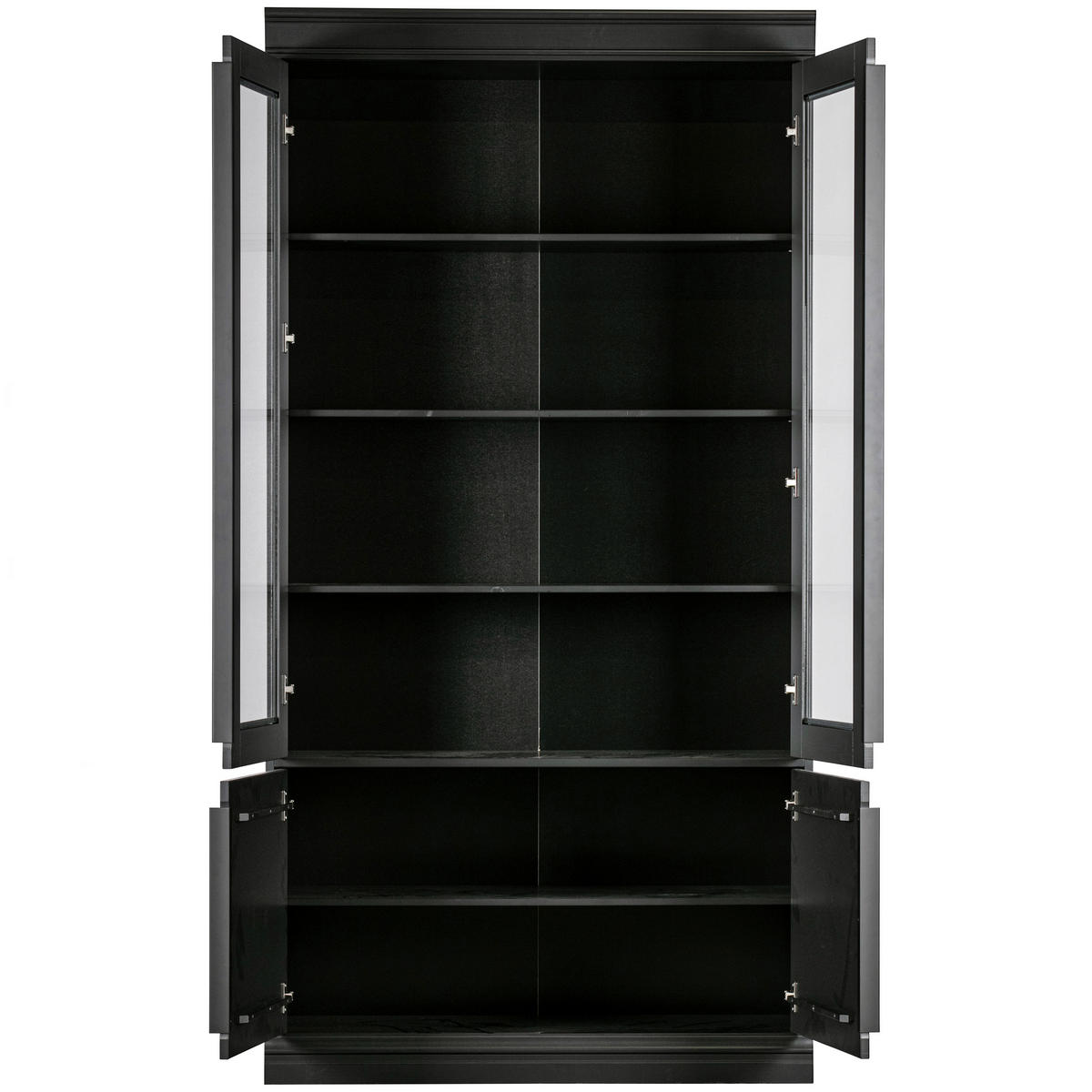 VITRINE  in massiv Kiefer Schwarz  - Schwarz, Design, Glas/Holz (110/215/44cm) - Livetastic