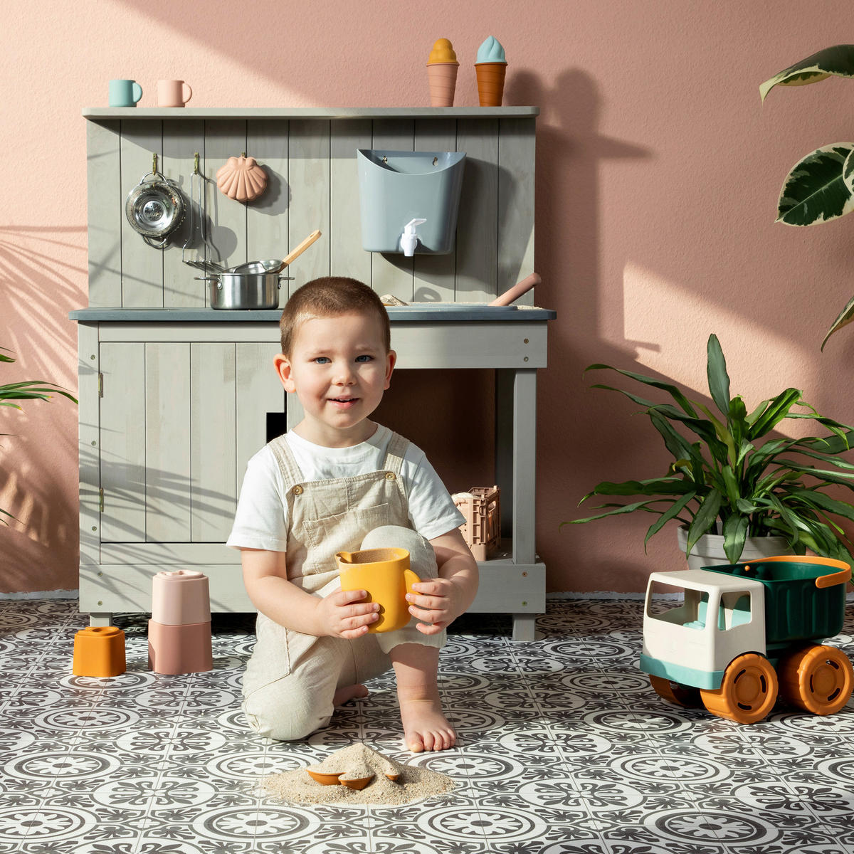 MATSCHKÜCHE  - Hellgrau, Basics, Holz (80/40/90cm) - MUDDY BUDDY