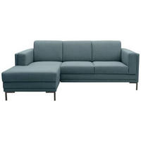 ECKSOFA Looks VII Petrol Webstoff  - Petrol/Schwarz, Design, Textil/Metall (214/146cm) - LOOKS by W.Joop