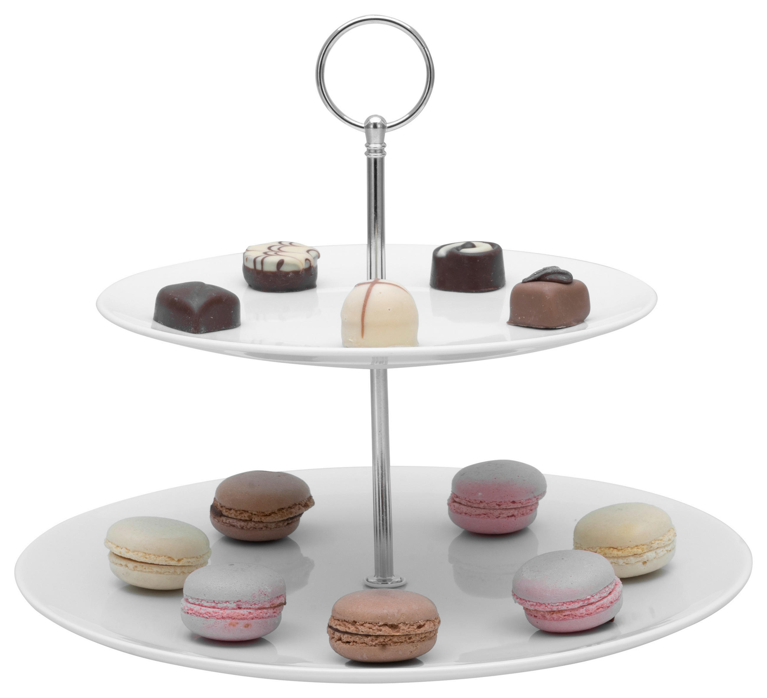 ETAGERE 2-stöckig - Weiß, Keramik/Metall - Creatable