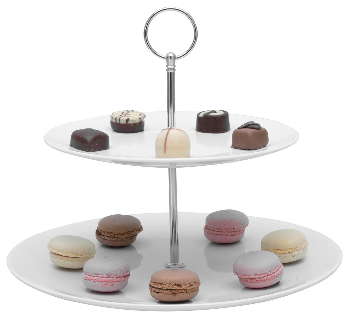 ETAGERE 2-stöckig - Weiß, Keramik/Metall - Creatable