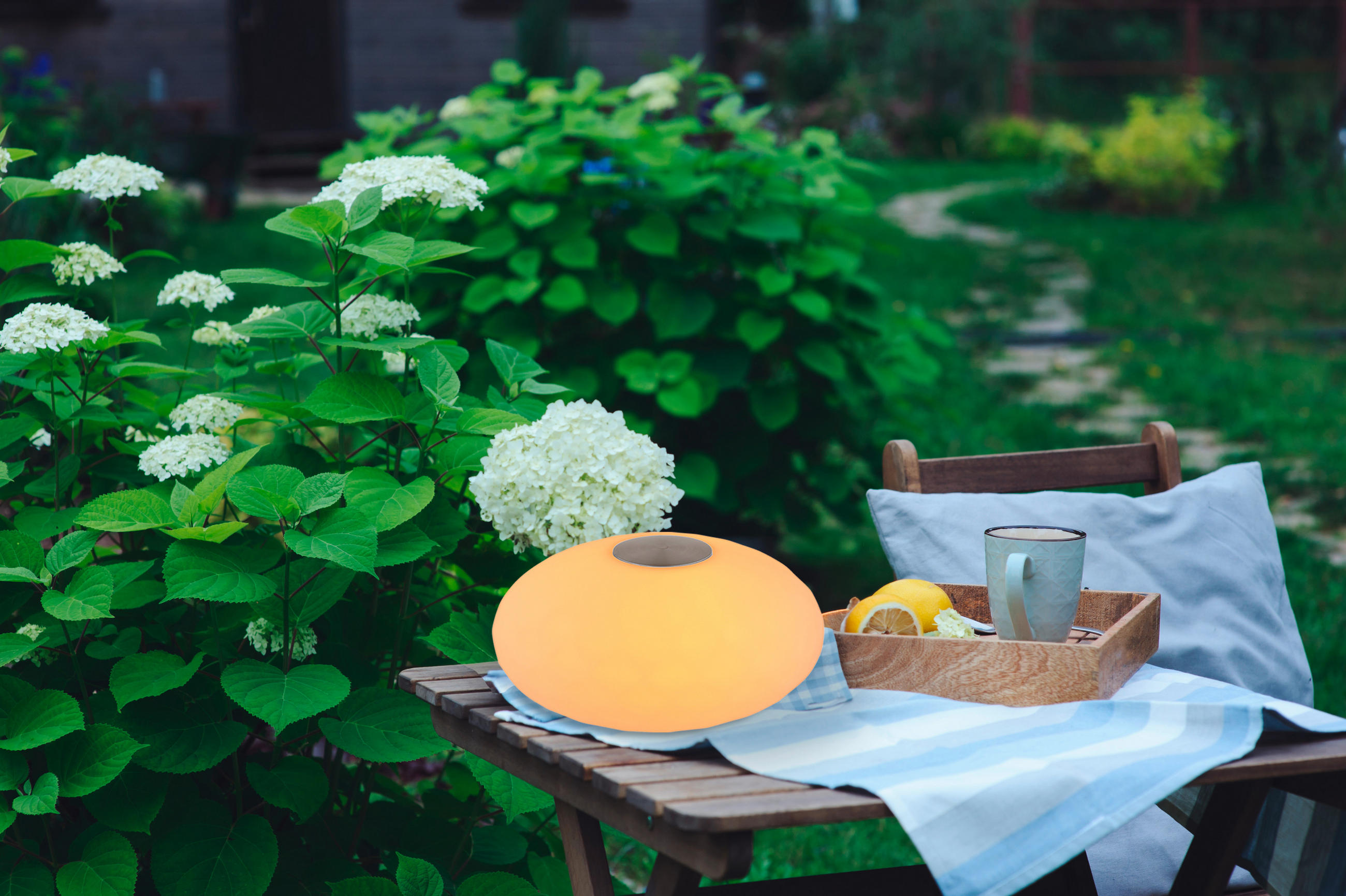 PORTABEL LAMPA LEALA 20/11,7 cm   - vit/stålfärgad, Klassisk, metall/plast (20/11,7cm) - Globo