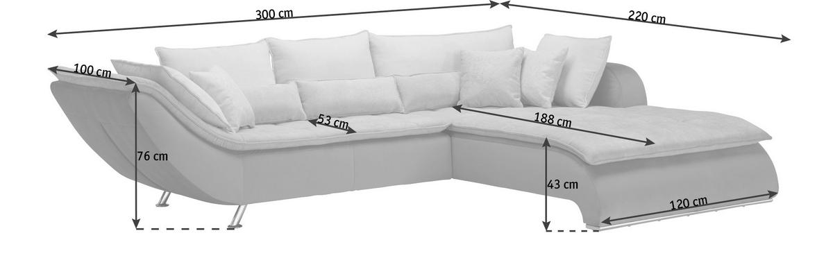 HÖRNSOFFA i vävt tyg taupe, beige  - beige/sandfärgad, Design, metall/textil (300/220cm) - Livetastic