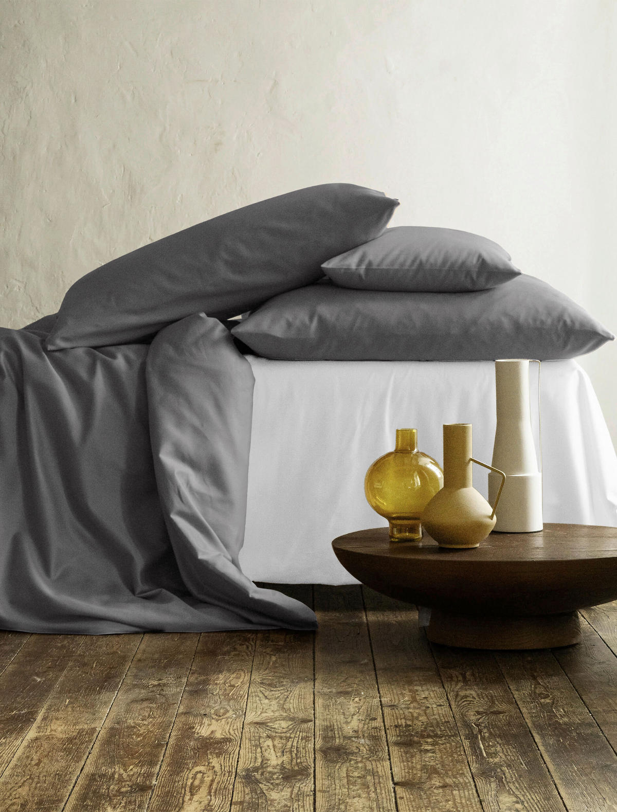 BETTWÄSCHE Makosatin 155/220 cm  - Graphitfarben, KONVENTIONELL, Textil (155/220cm) - Irisette