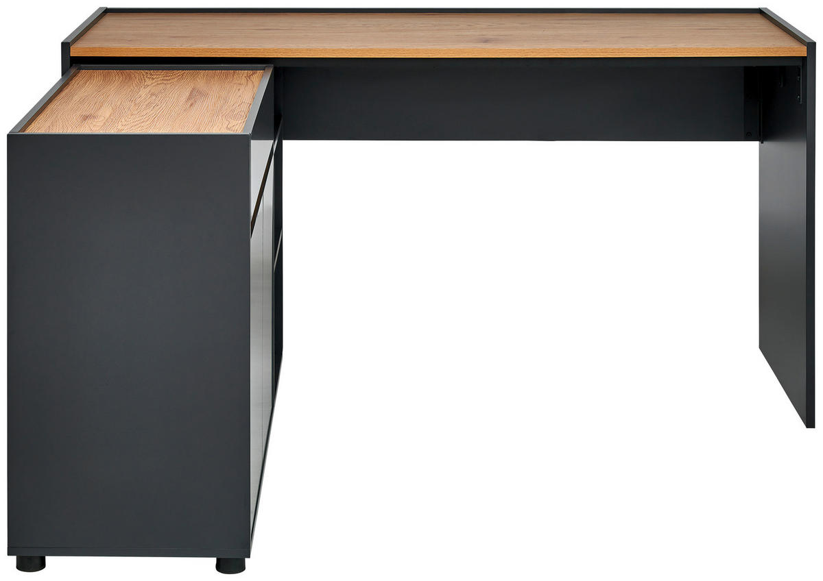 ECKSCHREIBTISCH  Schwarz, Eichefarben  - Eichefarben/Schwarz, MODERN, Holzwerkstoff (150/76,5/136,5cm) - MID.YOU